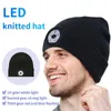 Berretti Cappello lavorato a maglia a LED per il calore invernale all'aperto e la corsa notturna Illuminazione creativa Cappello leggero di salvataggio Parte superiore rotonda