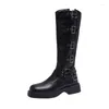 Bottes WTEMPO femmes hiver sur les talons du genou qualité daim longue confort carré Botines Mujer cuissardes Botas