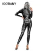 Skeleton Rose 3D stampato Body adulto manica lunga costume cosplay tuta elastica carnevale festa di Halloween