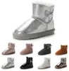 24 enfants bottes chaudes avec nœud enfants classique mini demi-botte de neige hiver pleine fourrure bouton de fourrure moelleux cheville préscolaire PS Enfant enfant en bas âge fille Tod Bootss