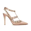 Дизайнерские модные женские модельные туфли на высоком каблуке Сандалии на высоком каблуке из кожи с золотой платформой и заклепками на шипах с открытыми носками 6 см, 8 см, 10 см, женская свадебная обувь для вечеринок с коробкой
