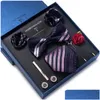 Laços Laços Vangise Marca Est Design Silk Tie Lenço Bolso Squares Cufflink Set Clip Gravata Caixa Xadrez Pais Daybow Fas Dhfo7