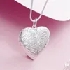 Pendentif Colliers Vente Bijoux Argent Plaqué Fleur Motif Coeur Cadre Photo Collier Décoré Dames Filles Cadeaux De Luxe