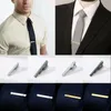 Gemelos Clip de corbata de color plateado de metal para hombres Broche de corbata de boda Corbatas de caballero Barra Pin de cristal Accesorios para hombres 231020