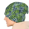 Berets Green And Blue Leaves Pattern Knit Hat Man Luxury Custom Cap Women's