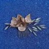 Hair Clips Flower Leaf Combs Pin Opal Pearl Hairpin Gold Color Head Piece For Brides Bridesmaids Wedding Accessories Bridal Jewelry
