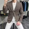 Męskie garnitury Blazery Wysokiej jakości męskie moda moda plus swobodna męska kurtka w kratę w kratę wiosenną jesienną sukienkę biznesową długoterminową S-4xl 231021