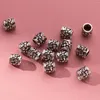 Loose Gemstones 2pcs/Lot S925 Silver Big Hole Flower Barrel Beads 5.5mm Handmade Bracelets Necklace Spacers Crafts DIY Retro Jewelry Make