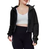 Women's Hoodies Women Loose Sweatshirt Trendy Long Sleeve Crop Hoodie Solid Color Fleece Lined Casual Warm Winter Workout Tops