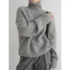 Womens Knits Tees Heavy turtleneck 100 pure cashmere sweater women loose slim bottoming pullover lazy wool in autumn and winter 231020