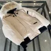 Designer Canadian Jacket Winter Men Women Goose Real Wolf Fur Hooded Bomber Jacket Zipper Pockets Fashion Parka Canada Warm Down Jacket Coat 7860