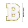 Notions White Letters Sequinses Towel Embroidered Alphabet Chenille Sew On For Diy Accessories Applique With Glitter Letter A-Z Dro