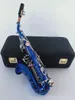 Novo saxofone soprano curvado azul 991 b, instrumento de jazz, superfície de chave banhada a ouro, não desbota, saxo soprano profissional 01