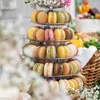 Bakeware Tools Stackbara Macaron Tower Stand Elegant 6-Tier Återanvändbar display för 92-95 Macarons Weddings Parties