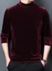 Męskie bluzy bluzy jesienne zima szczupły dopasowanie solid hlaf turtleeck aksamitne t -koszule dla mężczyzn odzież długie rękawowe koszulki Homme streetwear e626 231021