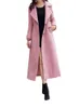 Women's Wool Blends 2023 Autumn and Winter Pink Woolen Long Slim Fit Thin Coat Over Knee Thick Womens Clothing 231020