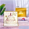 Greeting Cards Ups Greeting Cards 3D Happy Birthday Cake Pop-Up Gift For Kids Mom With Envelope Handmade Home Garden Festive Party Sup Dhm6D