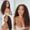 Synthetic Wigs Chocolate Brown Kinky Curly Lace Wig Pre Plucked with Baby Hair Glueless 180% Density Dark Brown Curly Lace Wig For Black Women Q231021