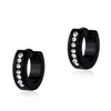 Hip Hop Fashion Mens Earrings Stainless Steel Black Gold Plated Sparkling CZ Cubic Earrings Hoops For Men Women