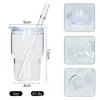 3oz Gradient Mini Tumbler Sublimation Shot Glass Cups Frosted Juice Iced Beverage Drinking Beer Glasses Cup With Clear Lids & Straws For Cocktail/Whiskey/Travel/Bar