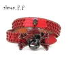 Belts Skull Rhinestone Western Diamond Crystal Studded Genuine Leather Y2K Cowgirl Cowboy For Women Men Jeans