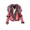 Giacca da donna in vera pelle di montone Gl23107 Shearling con cerniera a collo alto genuina