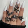 Band Ringe Vintage Hip Hop Punk Drache Schlange Schmetterling Fledermaus Schädel Retro Knuckle Joint Frauen Gothic Finger Ring Set Schmuck 231021