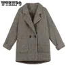Wełniane mieszanki wełniane wełniany płaszcz Koreański styl brytyjski luźny i cienki jesienna zima swobodny pojedynczy guzik Tweed Blazer Top 231020