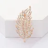 Brooches Crystal Leaf Pins Women And Girl Vestido Jewelry Vintage Lapel Plant Badge Femme Bijoux Spille Birthday Gift