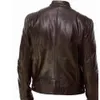 Herrjackor Autumn Jacket Men Slim Retro Winter Jackets Male Pu Leather Stand Collar Sportwear Suits Mens Bomber Coat 231020