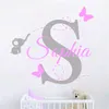 Wall Stickers Custom Personalized Name Decal Wall Decals Baby Bedroom Elephant Vinyl Deorl Kid Boys Girls Room Name Nursery Decoration XY001 231020