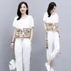 Women's Two Piece Pants Girl's Leisure Sports Suit Large Size All-match Western Style Clothes Loose Outer Wear Two-piece Running