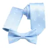 Pajaritas azul claro masculino brillante plata calavera corbata hombre corbata estrecha moda de los hombres a juego Gravata Bowtie y bolsillo cuadrado