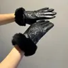 Luxury Designer Sheepskin Gloves Women Real Genuine Leather Gloves High Quality Lady Fur Glove Winter Fashion Accessories With Box
