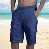 Shorts pour hommes Hommes Été Coton Lin Casual Lâche Cargo Cordon Pantalon Poches Pantalon de vacances Haute Qualité Vêtements M-3XL 2023