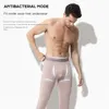Erkekler termal iç çamaşırı erkekler uzun Johns sıcak pantolon seksi pamuklu düz renkli erkek tozluk çantası sonbahar kış tayt