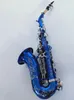 Novo saxofone soprano curvado azul 991 b, instrumento de jazz, superfície de chave banhada a ouro, não desbota, saxo soprano profissional 01