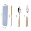 Dinnerware Sets With Box Bag Camping Travel Set Portable Cutlery Case Knife Fork Spoon Flatware Stainless Steel