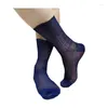 Men's Socks See Through Men Nylon Silk Striped Classic Formal Dress Business For Leather Shoes Sexy Collection