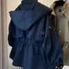 Manteau Trench pour filles, coupe-vent à capuche, automne hiver, coréen, en coton, col rabattu, ample, couleur unie, poche