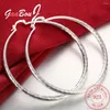 Brincos de argola moda 925 prata esterlina 71mm/7.1cm grandes aros para mulheres círculo redondo brinco jóias de luxo 2023 natal gaabou