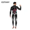 Costume di Halloween per adulti unisex scheletro di teschio stampato costumi cosplay vestito di Zentai tuta di Purim per feste di carnevale sexy