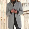 Dameswolmix 2023 Herfst Winter Overjas Vintage Effen Knoop Opstaande Kraag Wollen Jas Mode Dames Casual Dikke Jas 231020