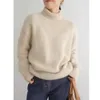 Womens Knits Tees Heavy turtleneck 100 pure cashmere sweater women loose slim bottoming pullover lazy wool in autumn and winter 231020