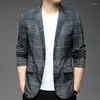 Herrenanzüge Frühling und Herbst Doppeltasche Zwei-Knopf-Anzug im koreanischen Stil trendiger karierter bedruckter Business-Freizeitmantel