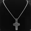 Pendentif Colliers Hommes Russe Orthodoxe Orientale Jésus Croix Collier En Acier Inoxydable Crucifix Baptême Prière Bijoux NZZS05