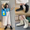 Första Walkers Kids Sock Shoes Child Gummi Sole Floor Unisex Baby Luminous Antislip Slippers Knit Booties Inomhus utomhus 231020