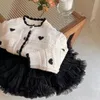 Cardigan 2023 bébé fille mode amour pulls tricotés broderie enfants printemps automne vêtements enfants vestes d'anniversaire 231021