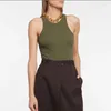 Tanks pour femmes 22 Summer High Version Coton Tabreau côtelé Femme Femmes Texturé Couleur solide Viete sans manches