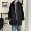 Herrjackor 2023 Spring Single Breasted Medium Long Trench Coat Manlig fast färg Khaki Windbreaker Plus Size 4XL 5XL 231020